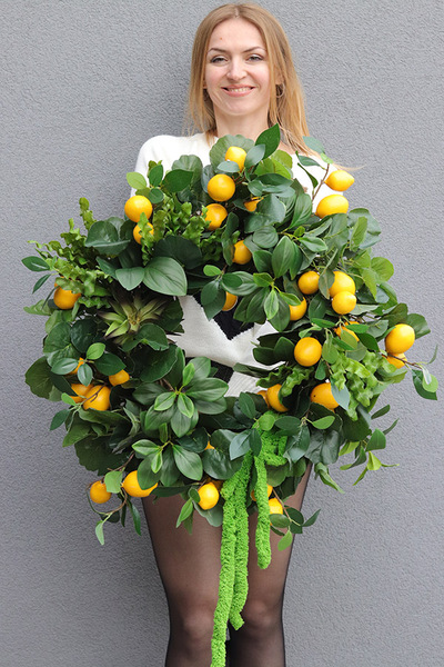 Lemonade, wianek na drzwi z cytrynami