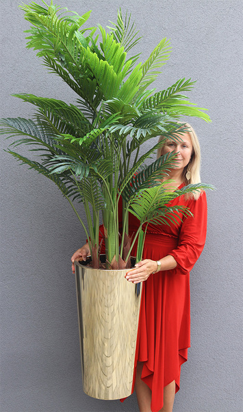  Areca Golderia 2, wysokiej jakości sztuczna palma w złotej donicy