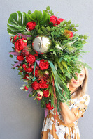  Srebrna Perła Red, wiązanka nagrobna z kulą, dł.80cm