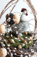 Gniazdo, stroik wielkanocny z kogutem, wys.60cm