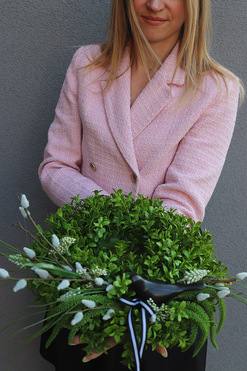 Black Bird, wianek wielkanocny z ptaszkiem, śr.35cm