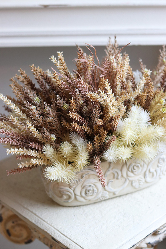 Wrzosy Beige 2, kompozycja kwiatowa w donicy