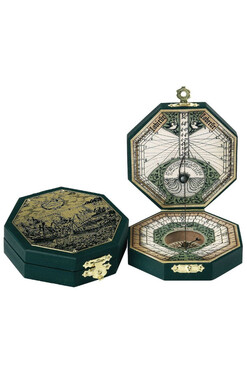 Oktagon, zegar słoneczny i kompas, wieko mosiężne