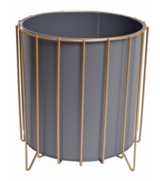 Grey&Gold Stripes, komplet 3 osłonek / kwietników, wym.21x24x20/24x28x23/27x23x26cm