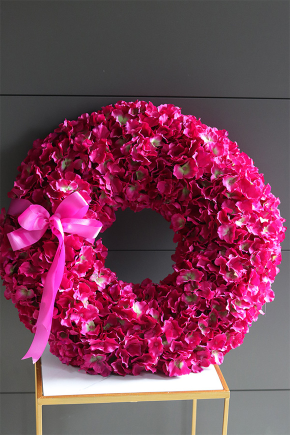 duży elegancki wianek Różowa Hortensja Extra