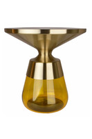 Entre, stolik kawowy ze szklaną podstawą, żółty