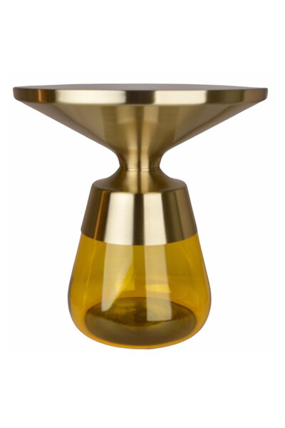 Entre, stolik kawowy ze szklaną podstawą, żółty