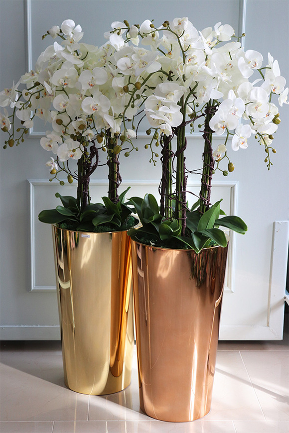 Golderia Copper, elegancki storczyk podłogowy w miedzianej donicy, wys.130cm