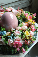 Pinkallo, wielkanocny stroik na kryształowej tacy, śr.35cm 