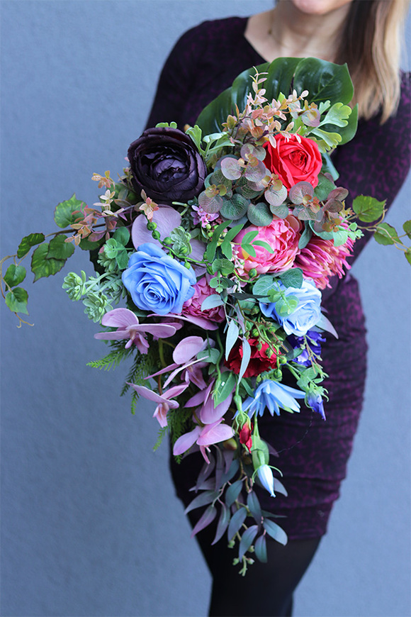 Storczyki New, bukiet nagrobny we wkładzie, dł.52cm 