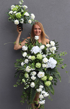 White Heaven, komplet dekoracji nagrobnych, kompozycja + bukiet