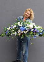 Malediwy Blue, niebieska girlanda na stół, dł.140cm 