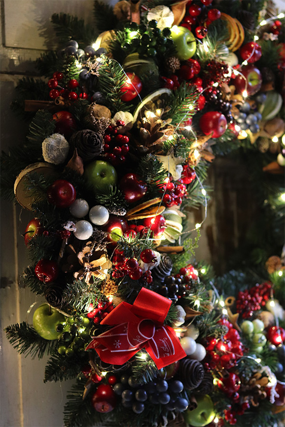 Świąteczny Kolor Big, bogaty wianek świąteczny LED