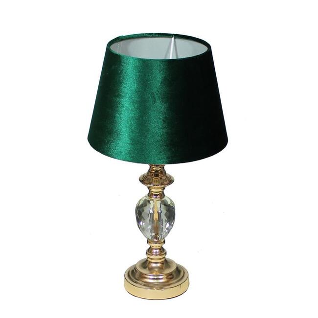 Crystal, lampa stołowa z ciemnozielonym abażurem, wys.47cm  