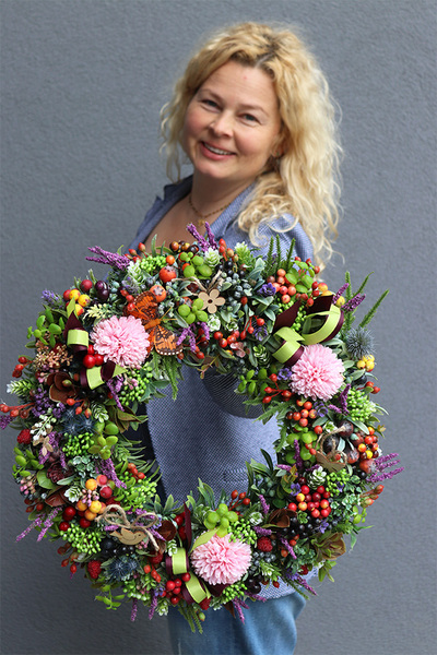 Montelia, wianek na drzwi z motylem, śr.44cm