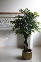 Fikus Benjamin E Goldato, sztuczna roślina w metalowej donicy