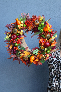Grządki, jesienny wianek z owocami, śr.40cm 