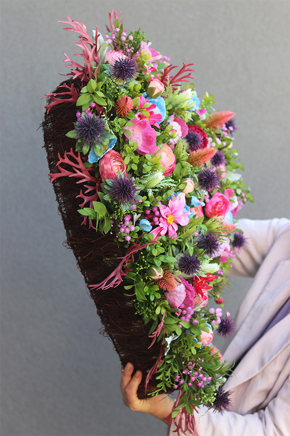 Serce Latem, kolorowa dekoracja nagrobna