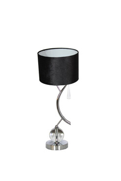 Silver Branch, lampa stołowa z abażurem, czarny walec, wys.53cm