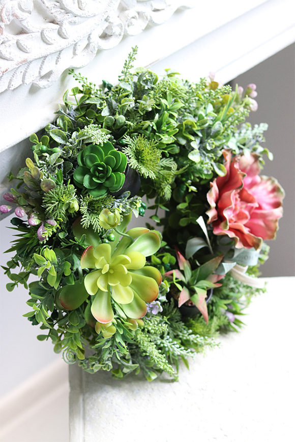 Sukulenty Garden, zielony wianek ozdobny