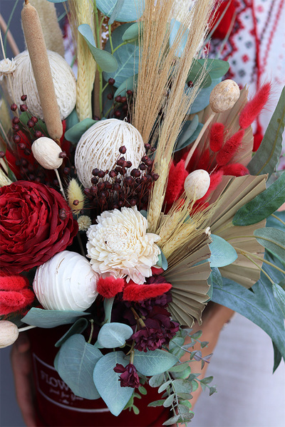 flowerbox welurowy z suszem, Marttimo Bordo Velvet