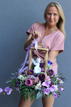 Angelo Garden Purple Wood, kompozycja nagrobna z lampionem, wys.53cm