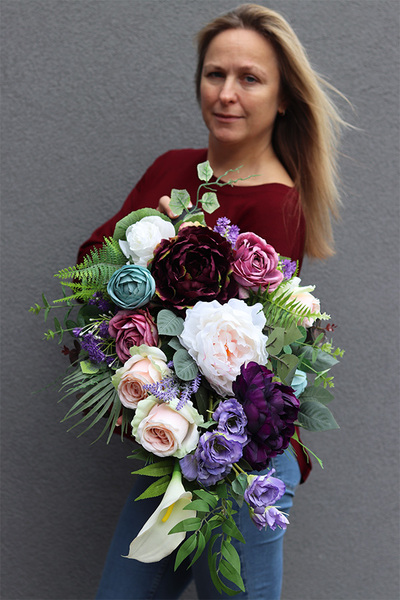 Delicja Blue, komplet 2 eleganckich wiązanek nagrobnych