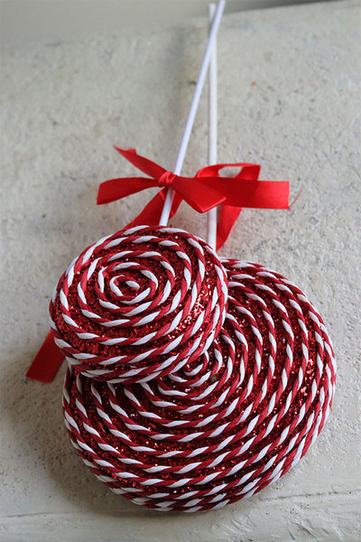 Lollypop Candy, lizak świąteczny na patyku ozdoba, czerwony