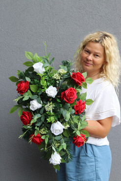 Sempre Poloniae, okazała wiązanka nagrobna patriotyczna, dł.59cm 