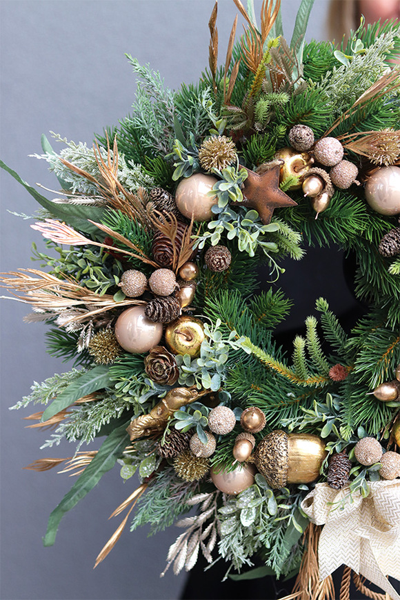 świąteczny wianek, Złota Kraina, śr.45cm