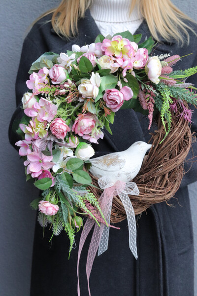 Ornamentia, wianek dekoracyjny z ptaszkiem