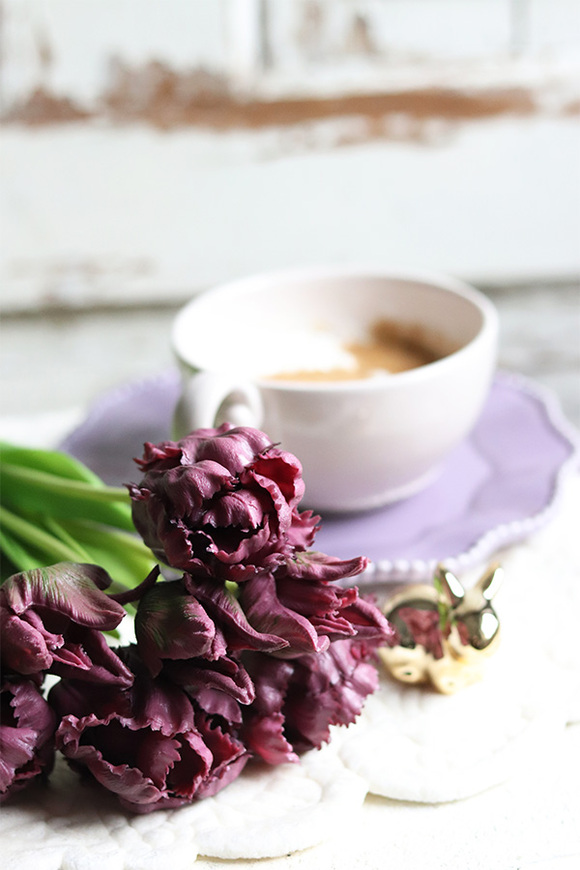 bukiet gumowych tulipanów, Novelty Purple, 5szt. dł.46cm 