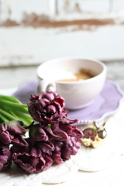 bukiet gumowych tulipanów, Novelty Purple, 5szt. dł.46cm 