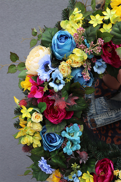 bardzo duży barwny wianek, Marika Summer, śr.60cm 