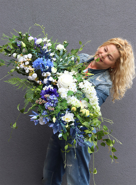 Malediwy Blue, niebieska girlanda na stół, dł.140cm 