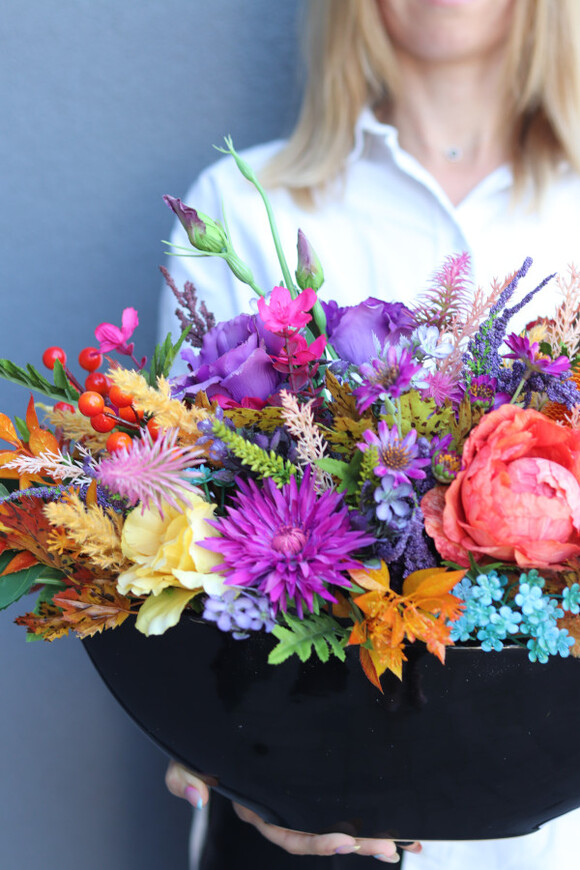 Jesienny Dom Krysi, jesienna kompozycja w łódce