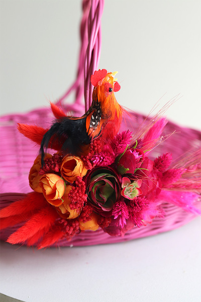 Sweet Coco Fuksja, dekorowany koszyczek wielkanocny