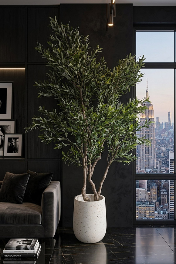 Drzewko Oliwne Hevra, sztuczna roślina w donicy