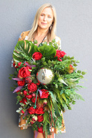  Srebrna Perła Red, wiązanka nagrobna z kulą, dł.80cm