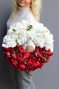 Biel&Czerwień Polonia, bogaty wianek patriotyczny stroik nagrobny, śr.41cm