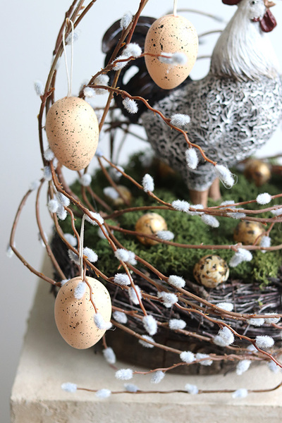 Gniazdo, stroik wielkanocny z kogutem, wys.60cm