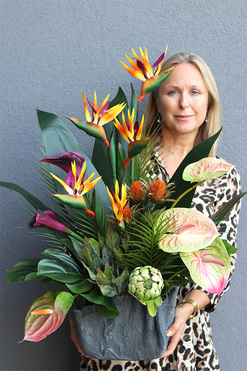 Anturium & Strelicja Volcan, egzotyczna kompozycja kwiatowa, wys.78cm 