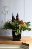 Brokatowy Las, świąteczny stroik z choineczkami