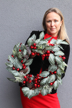 OD RĘKI Scandi Winter, świąteczny wianek na drzwi, śr.50cm