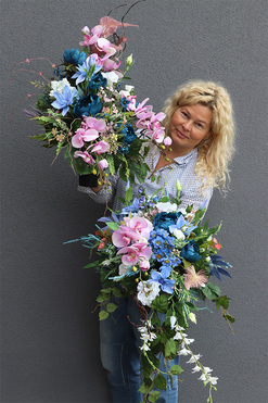 Pink&Blue, komplet dekoracji nagrobnych, bukiet + kompozycja 