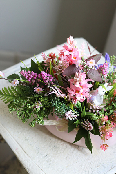 Wielkanoce Ozdoby, różowy stroik wielkanocny