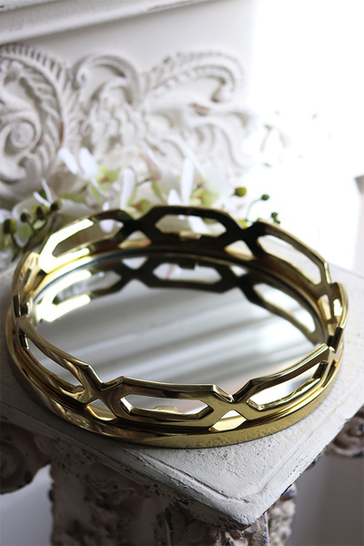 Lux Villa Gold Glamour, okrągła lustrzana taca