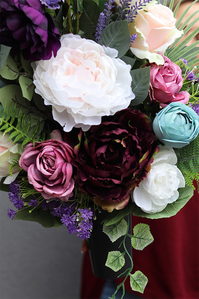 Delicja Blue, komplet 2 eleganckich wiązanek nagrobnych