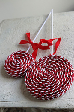 OD RĘKI Lollypop Candy, lizak świąteczny na patyku ozdoba, czerwony, 2szt, dł.29/34cm