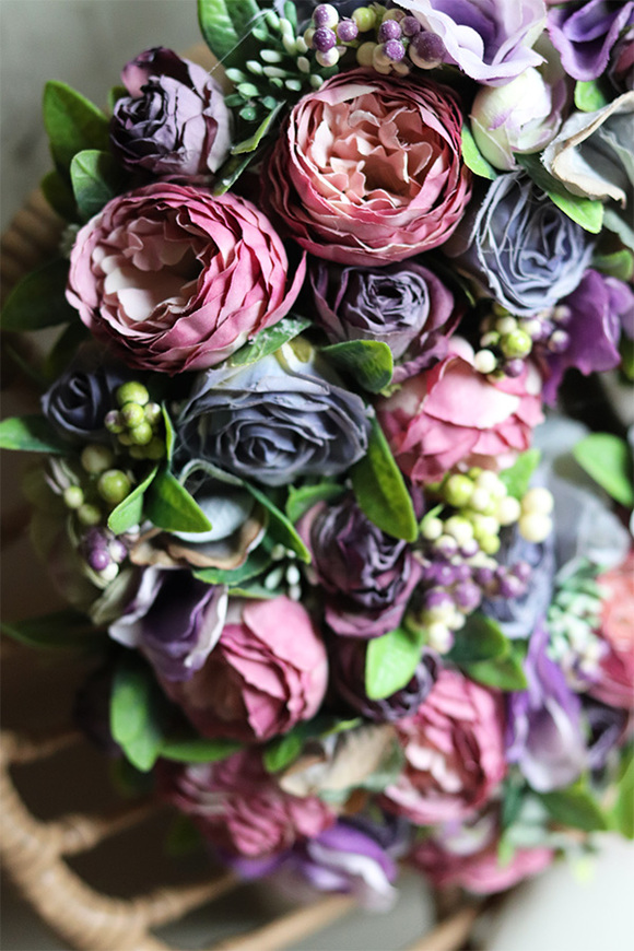 Grenata Arkadia, dekoracyjny fioletowo-różowy wianek